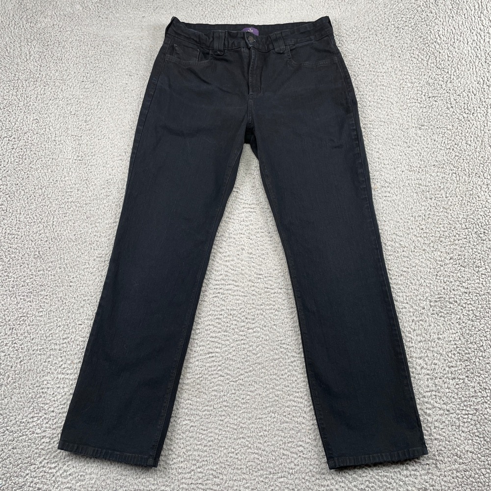 NYDJ Jeans Women 12P Black Straight Leg Lift Tuck Technology Stretch Denim